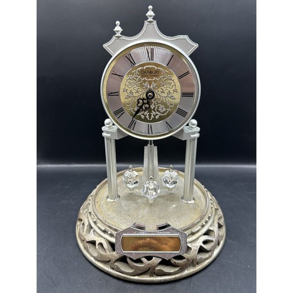 VTG Danbury Clock Company ANNIVERSARY Quartz Dome Brass Clock AS IS - Picture 1 of 8
